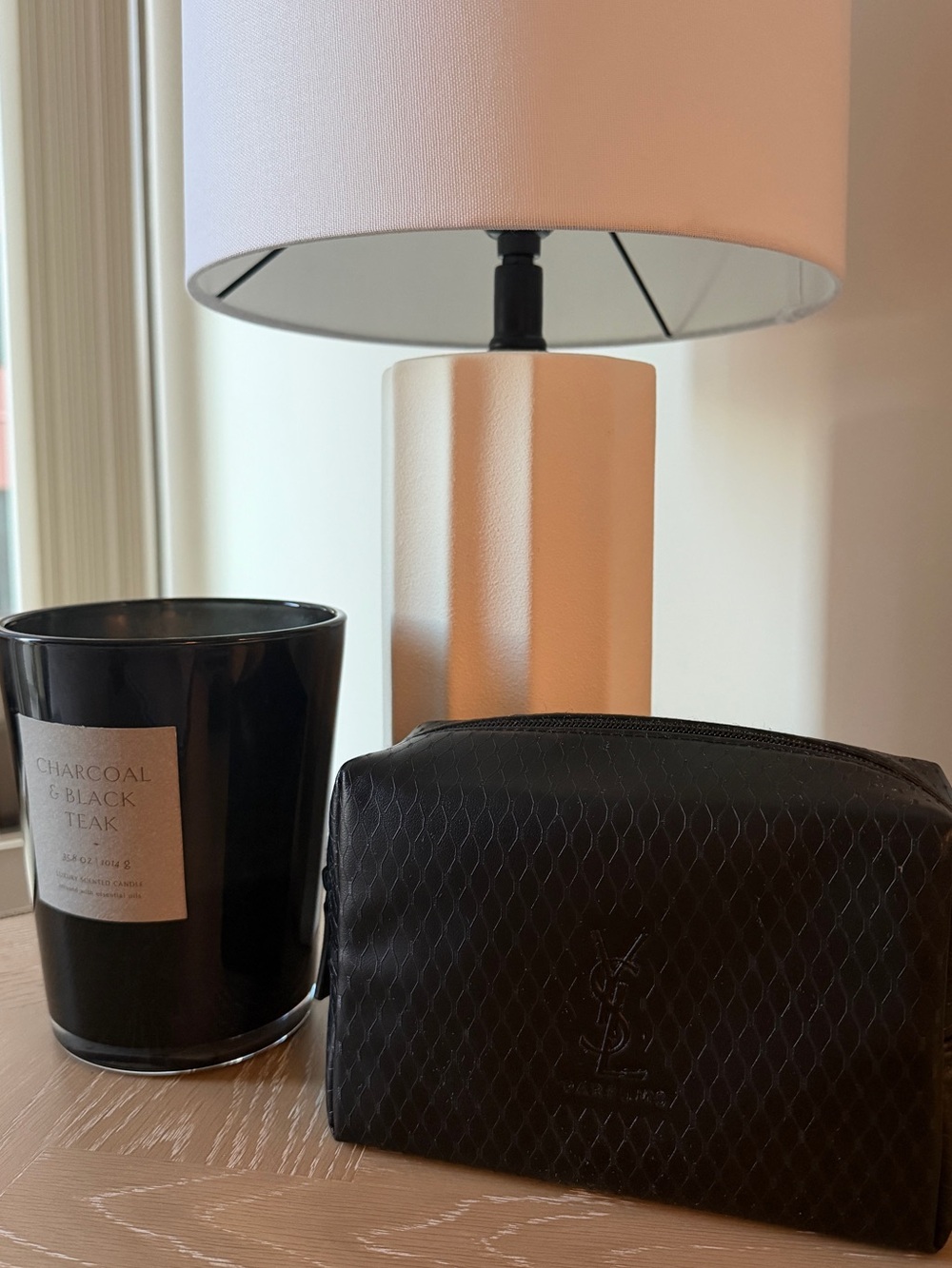 Yves Saint Laurent Black Quilted Leather Pouch with Subtle YSL Logo